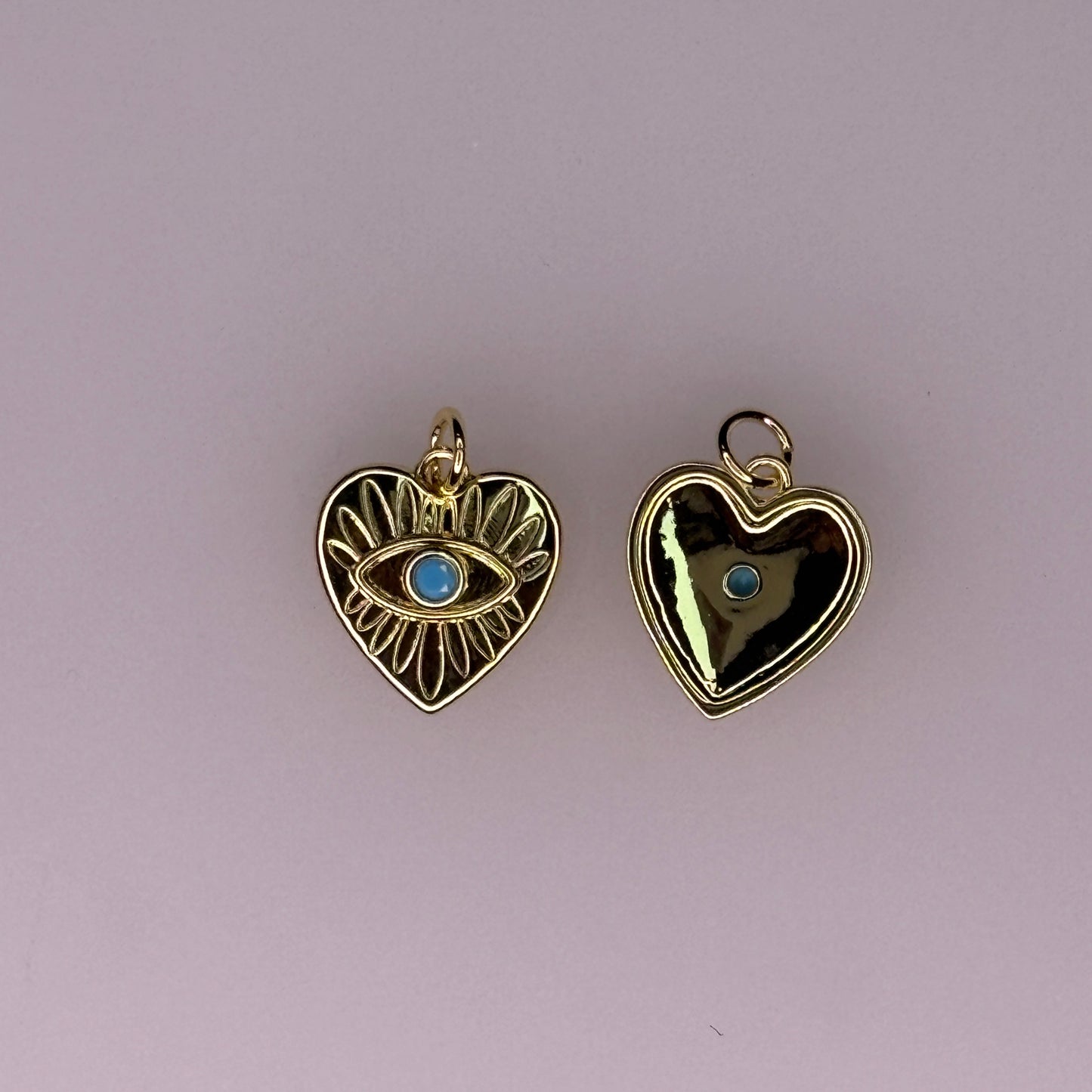 GOLD EVIL EYE HEART CHARM PENDANT
