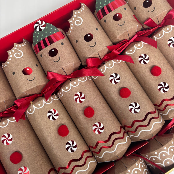 HARVEY & MASON GINGERBREAD SET OF 6 CHRISTMAS CRACKERS BOXED