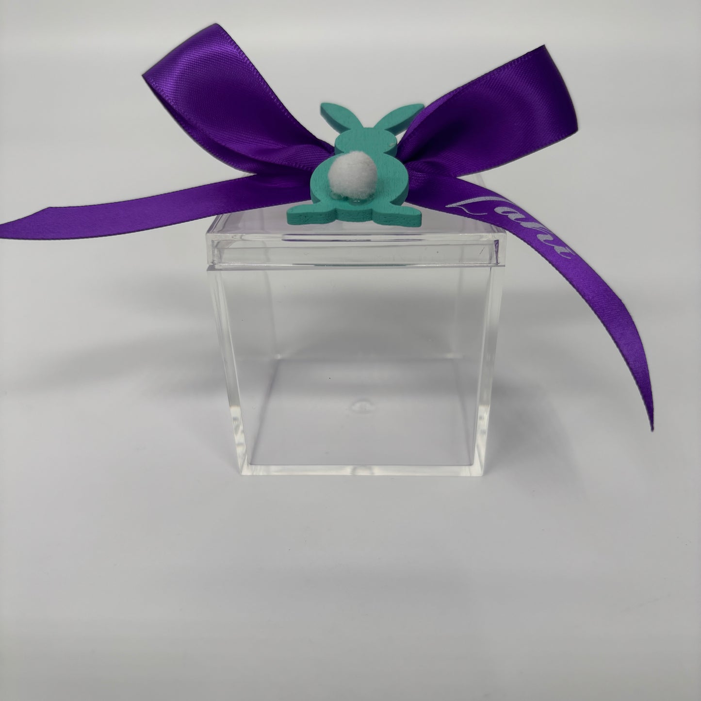 Easter Egg Container with Personalised Bow and Chicken or Bunny ( Eggs Not Included )