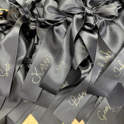 CUSTOM PRINT RIBBON 38MM PLACE CARD BOWS STYLISH FONT