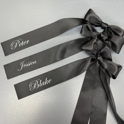 CUSTOM PRINT RIBBON 38MM PLACE CARD BOWS EDWARDIAN FONT