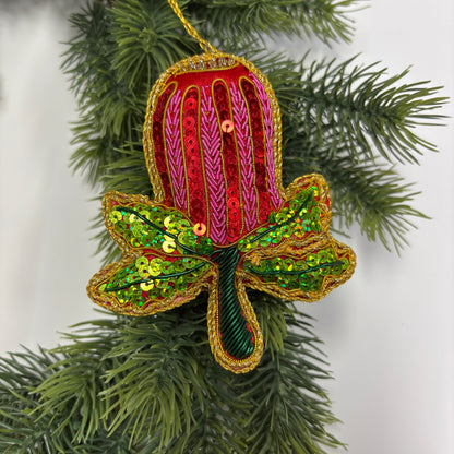 BANKSIA BEAUTY SEQIN BEADED CHRISTMAS TREE ORNAMENT