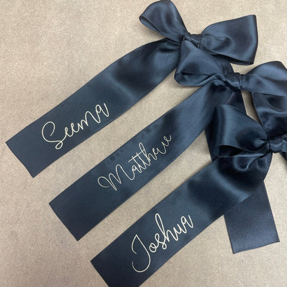 CUSTOM PRINT RIBBON 38MM PLACE CARD BOWS STYLISH FONT