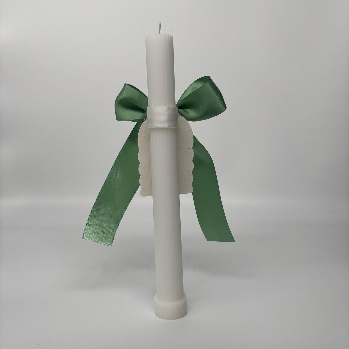 Green and White Easter Palm Sunday Candle Lambatha Orthodox Easter