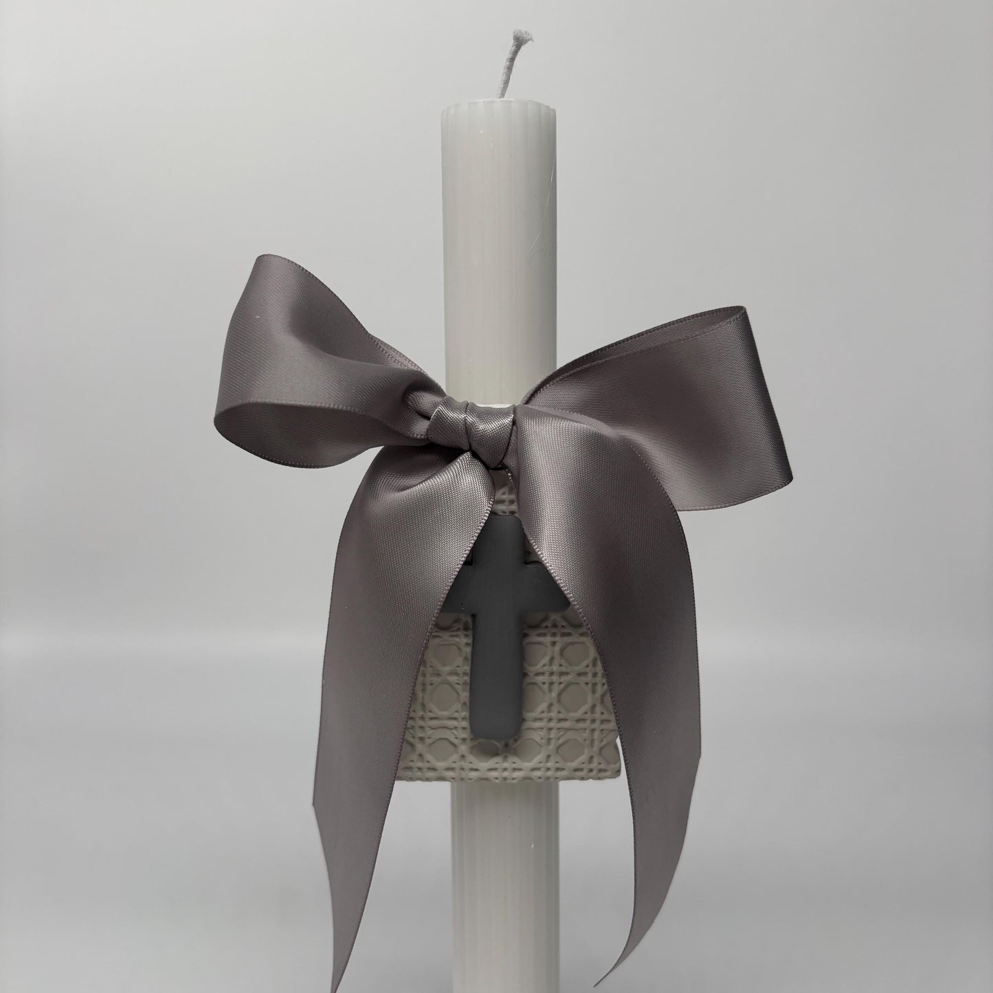Grey and White Easter Palm Sunday Candle Lambatha Orthodox Easter