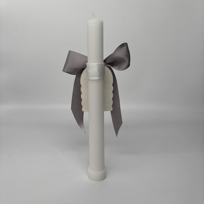 Grey and White Easter Palm Sunday Candle Lambatha Orthodox Easter
