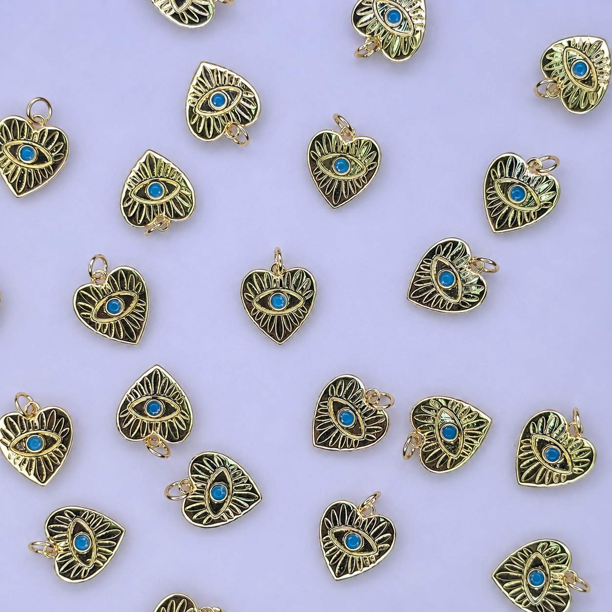 GOLD EVIL EYE HEART CHARM PENDANT