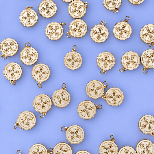 GOLD ROUND CROSS CHARM