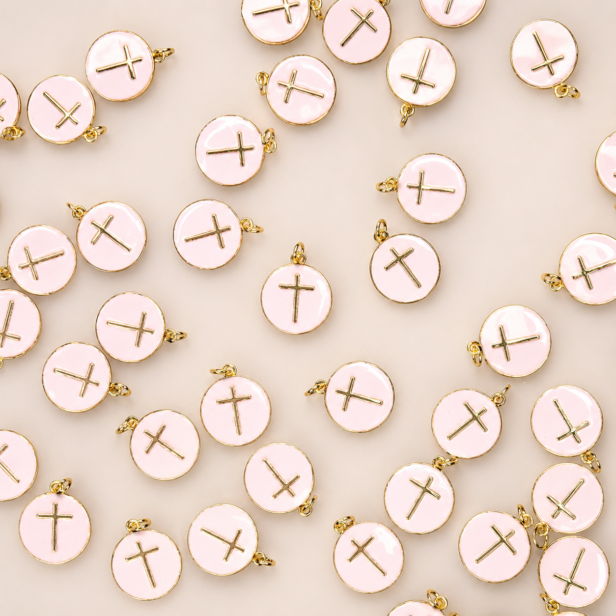 WHITE ENAMEL GOLD CROSS CHARM PENDANT