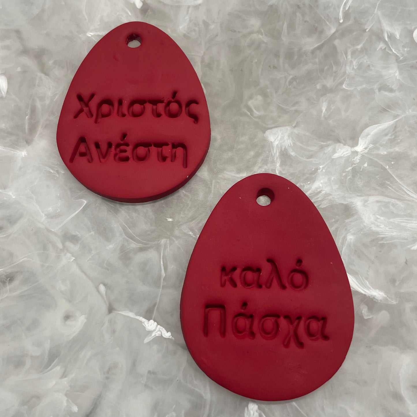 RED XRISTOS ANESTI CLAY EASTER EGG DECORATION