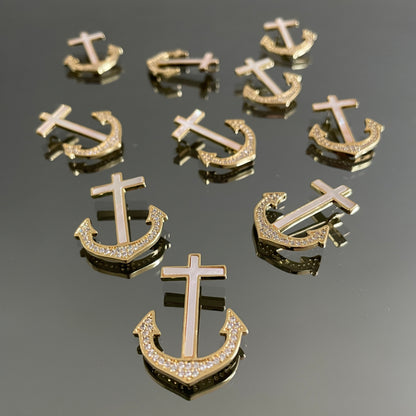 Gold Mother of Pearl Diamonte Anchor Charms Bomboniere Favors
