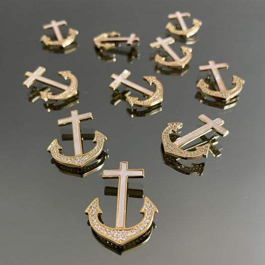 Gold Mother of Pearl Diamonte Anchor Charms Bomboniere Favors