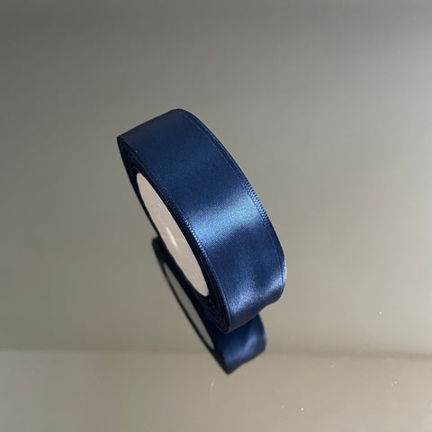 2.5CM NAVY BLUE SINGLE SIDED SATIN RIBBON 25 YARDS