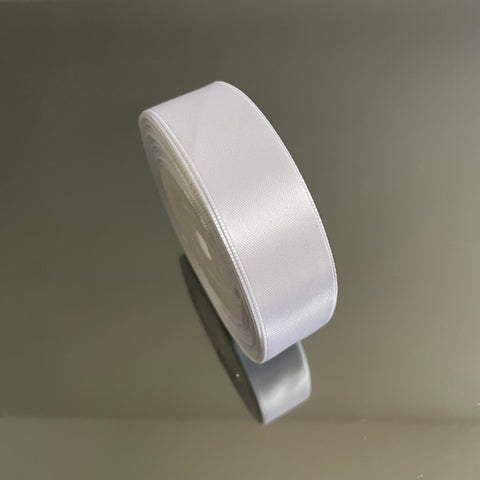 2.5CM WHITE SINGLE SIDED SATIN RIBBON 25 YARDS