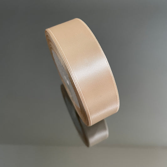 2.5CM CHAMPAGNE SINGLE SIDED SATIN RIBBON 25 YARDS