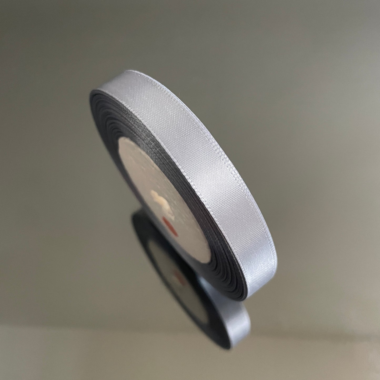 1.2CM GREY SINGLE SIDED SATIN RIBBON 25 YARDS