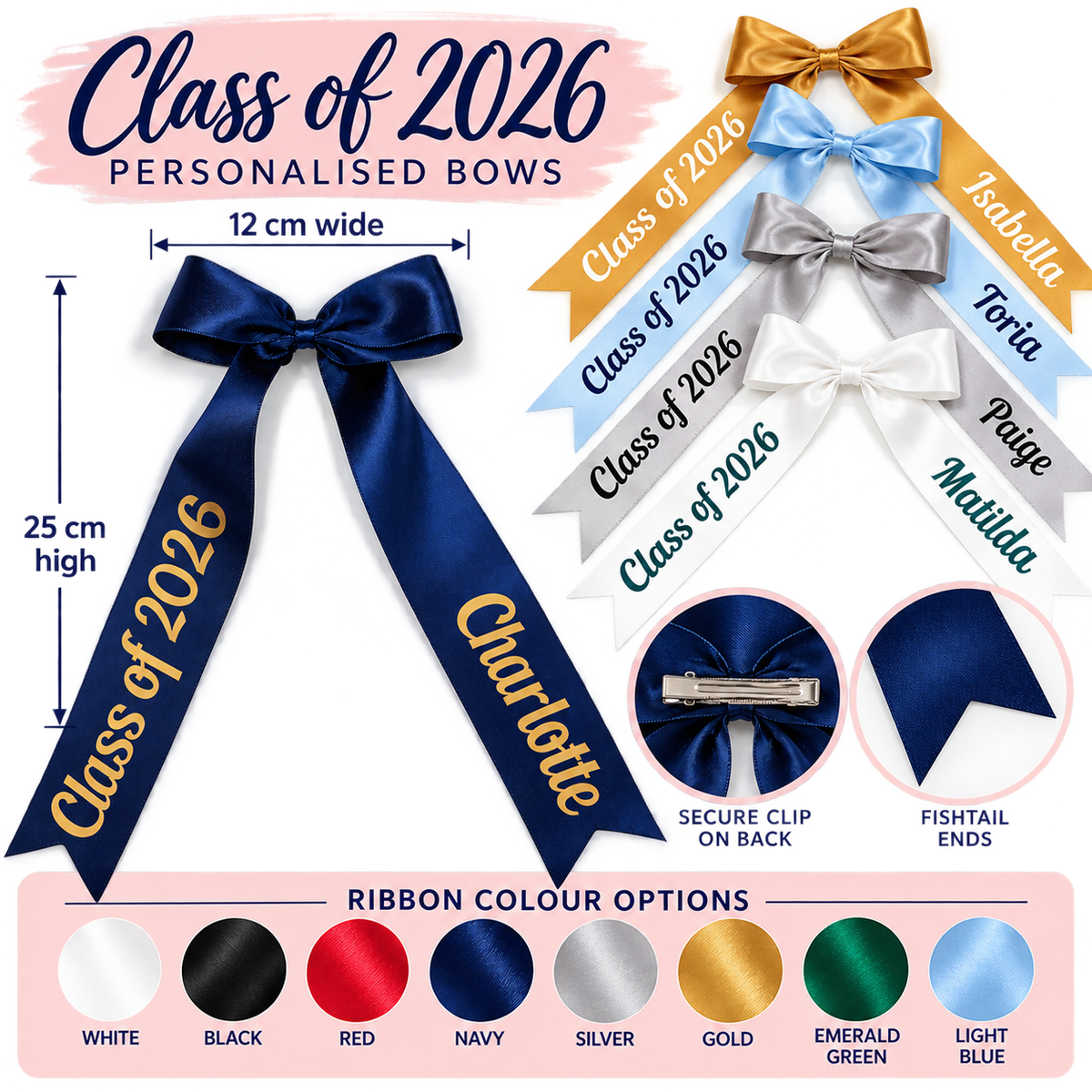 PERSONALISED CLASS OF 2026 BOW