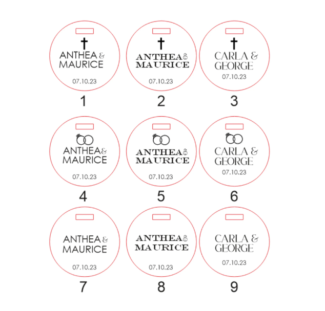 10 x WEDDING ACRYLIC TAGS