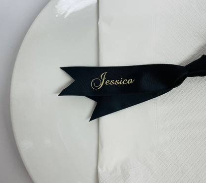 PERSONALISED CUSTOM PRINT RIBBON PLACE CARDS 25M BLACK