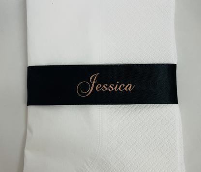 PERSONALISED CUSTOM PRINT RIBBON PLACE CARDS 25M BLACK