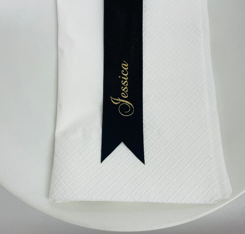 PERSONALISED CUSTOM PRINT RIBBON PLACE CARDS 25M BLACK