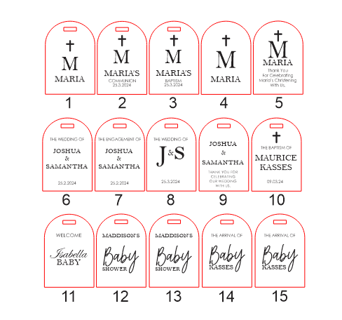 10 PERSONALISED ARCH TAGS