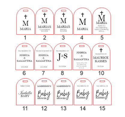 10 PERSONALISED ARCH TAGS