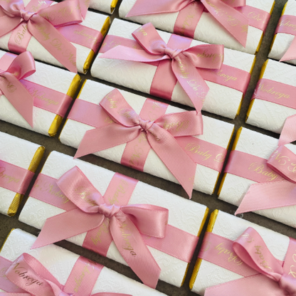 MINI CHOCOLATE BAR WITH PERSONALISED RIBBON FAVOR BOMBONIERE