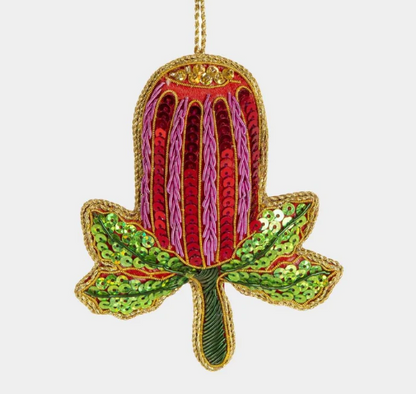 BANKSIA BEAUTY SEQIN BEADED CHRISTMAS TREE ORNAMENT