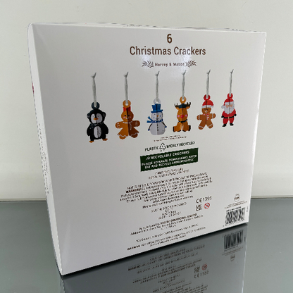 HARVEY & MASON SANTA & REINDEER SET OF 6 CHRISTMAS CRACKERS BOXED