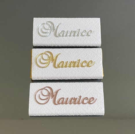 MINI CHOCOLATE BAR FAVOR WITH BAROQUE NAME PLAQUE