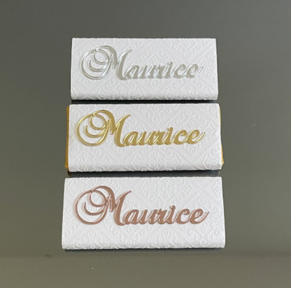 MINI CHOCOLATE BAR FAVOR WITH BAROQUE NAME PLAQUE
