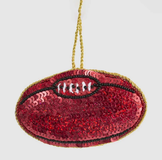GILBERT AFL RUGBY BALL BEADED CHRISTMAS TREE ORNAMENT