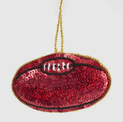 GILBERT AFL RUGBY BALL BEADED CHRISTMAS TREE ORNAMENT