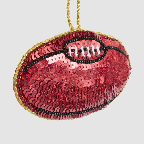 GILBERT AFL RUGBY BALL BEADED CHRISTMAS TREE ORNAMENT