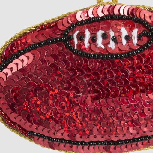GILBERT AFL RUGBY BALL BEADED CHRISTMAS TREE ORNAMENT