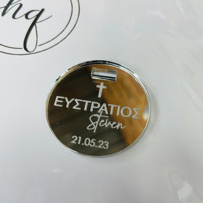 10 X GREEK TEXT PERSONALISED ACRYLIC TAGS
