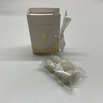 10 X BIBLE BOX WHITE GOLD CROSS