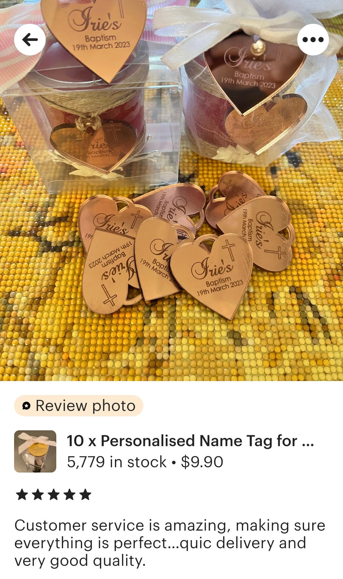 10 X PERSONALISED HEART ACRYLIC NAME TAGS