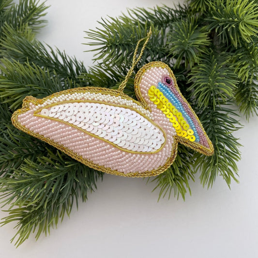 Pelican sequin Christmas ornament