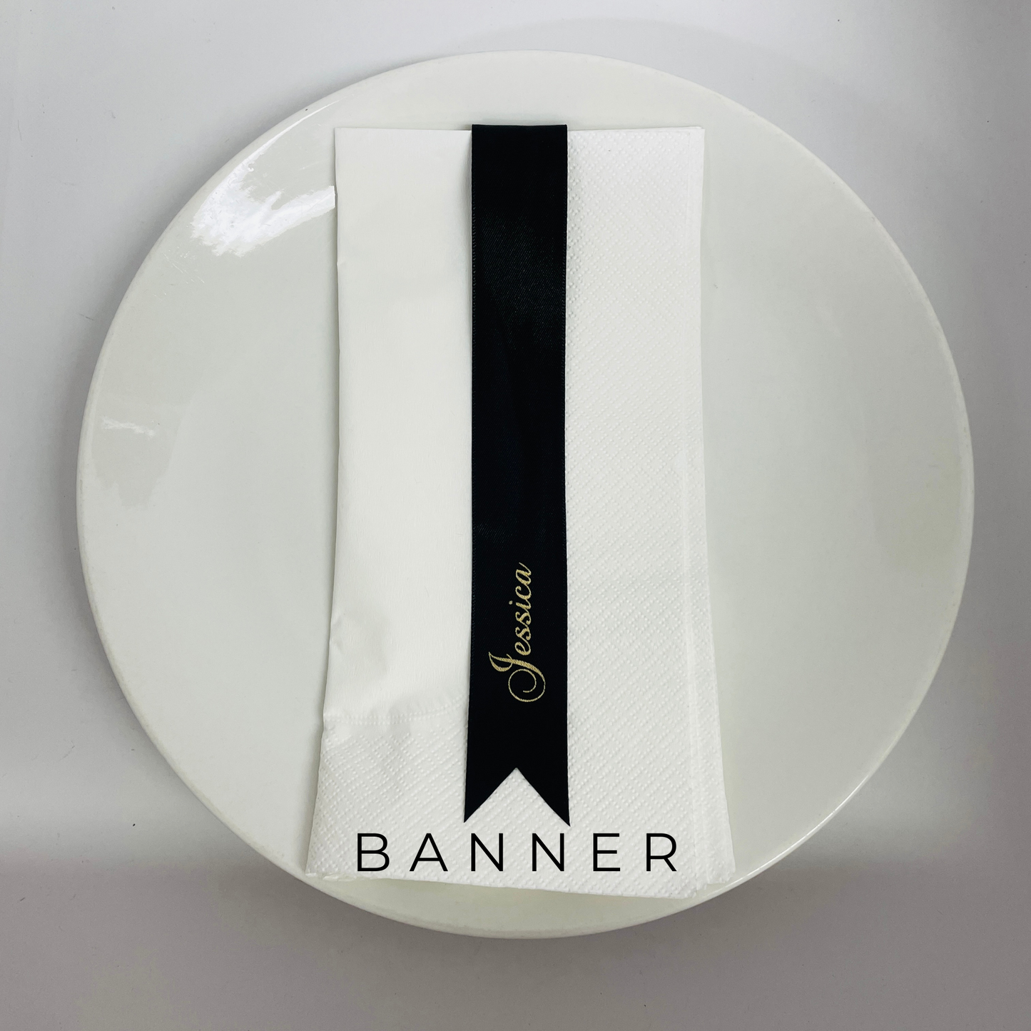 PERSONALISED CUSTOM PRINT RIBBON PLACE CARDS 25M BLACK