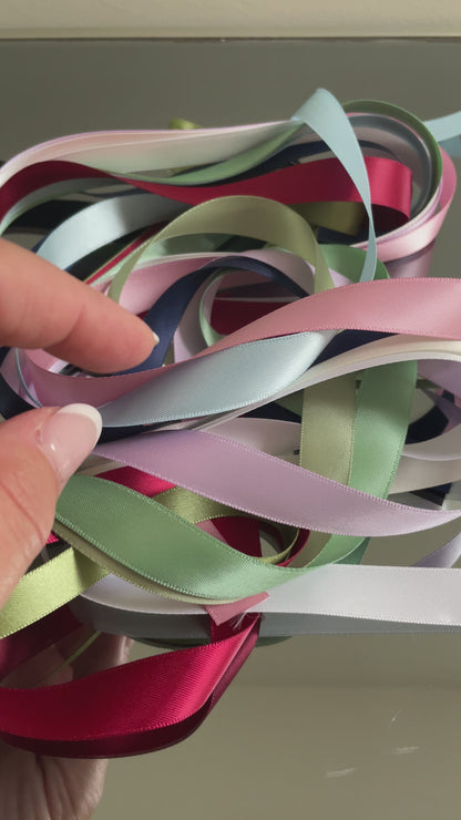 15MM WIDE DOUBLE SIDED SATIN RIBBON SOLD BY THE METRE