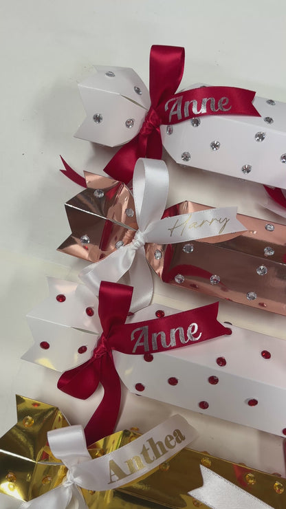 BEDAZZLED PERSONALISED CHRISTMAS CRACKERS READY MADE