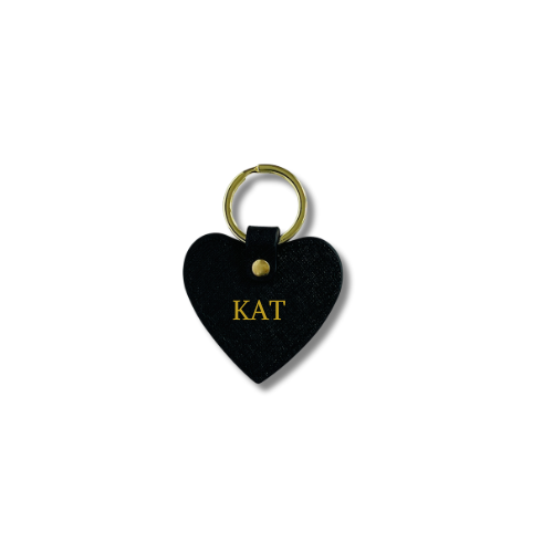 PERSONALISED SAFFIANO LEATHER HEART KEYRING