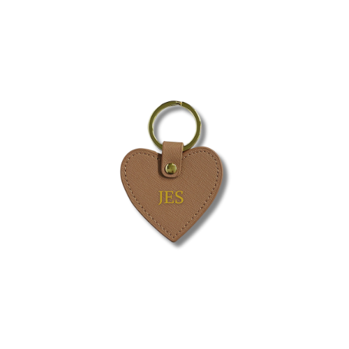 PERSONALISED SAFFIANO LEATHER HEART KEYRING