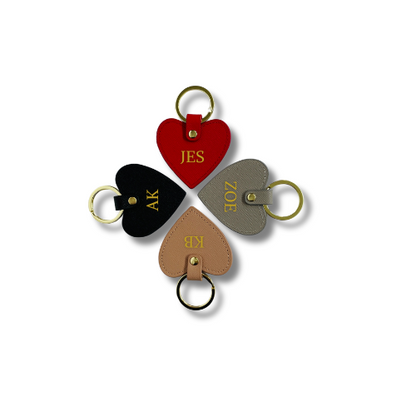 PERSONALISED SAFFIANO LEATHER HEART KEYRING