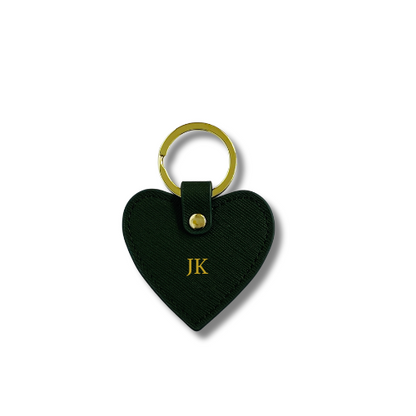 PERSONALISED SAFFIANO LEATHER HEART KEYRING