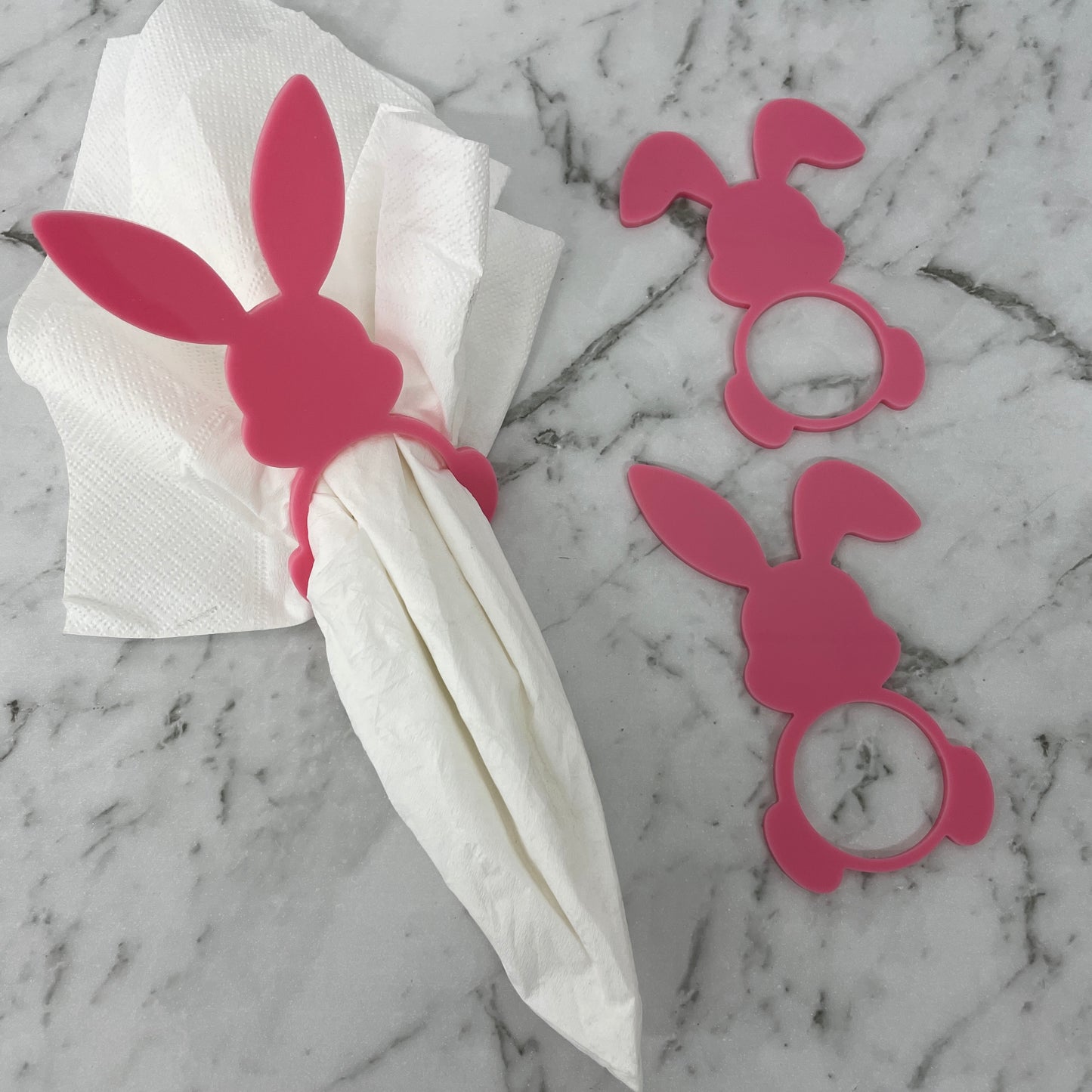 EASTER RABBIT ACRYLIC NAPKIN HOLDERS SET OF 3 PINK