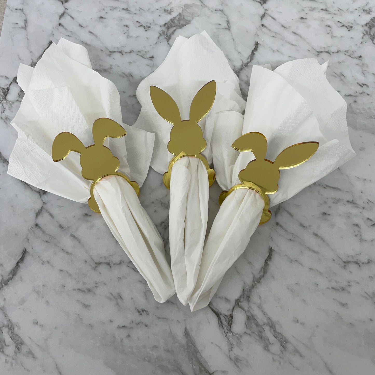 EASTER RABBIT ACRYLIC NAPKIN HOLDERS SET OF 3 GOLD