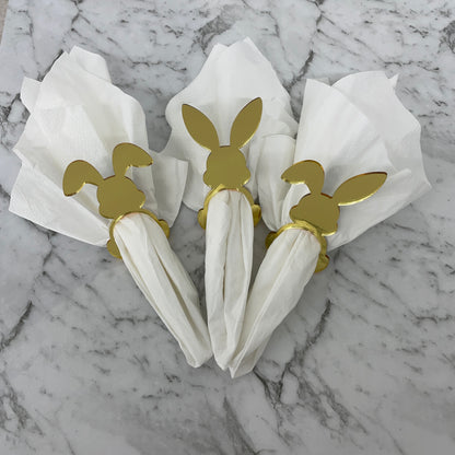 EASTER RABBIT ACRYLIC NAPKIN HOLDERS SET OF 3 GOLD